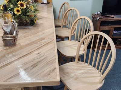Set of 6 Oak, Swivel Bar Stools - Natural Wood Finish, Counter Height