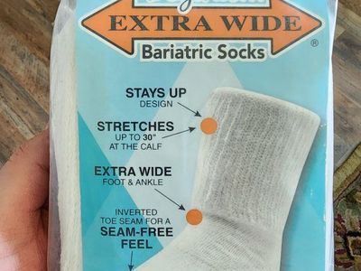 Beyond Extra Wide Bariatric Socks - Adult One Size - 2 Pairs, White with Microban
