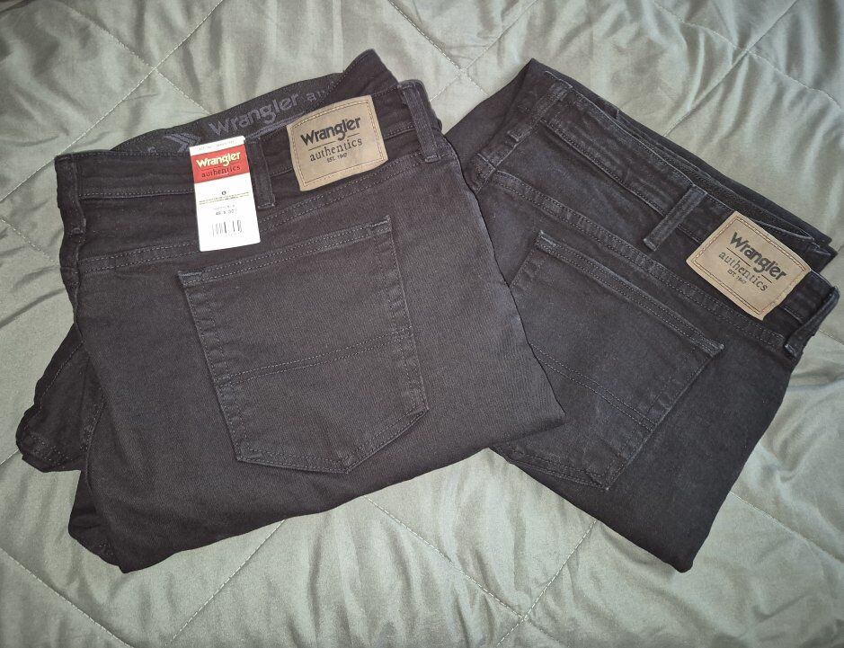 2x Wrangler Black 46x30 Comfort Flex Waistband