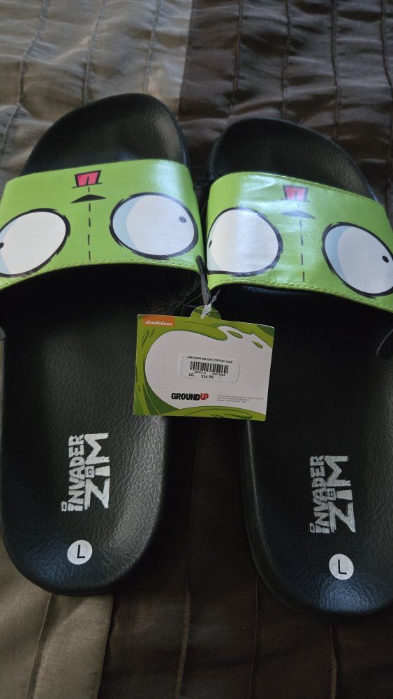 Ground Up Invader Zim Slides Sandals Men's Size L New with Tags