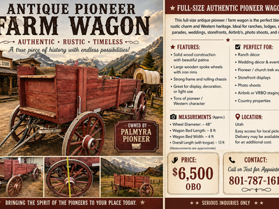 Antique pioneer Vintage Farm Wood Horse Wagon (may deliver) Excellent shape -Rustic- Pioneer Days