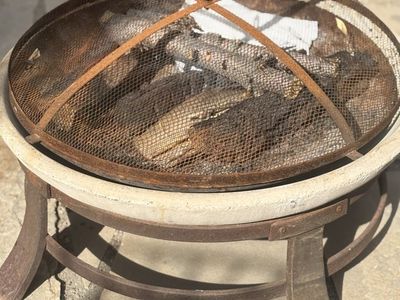 Used Outdoor Metal Fire Pit with Spark Screen - Heavy Duty Construction