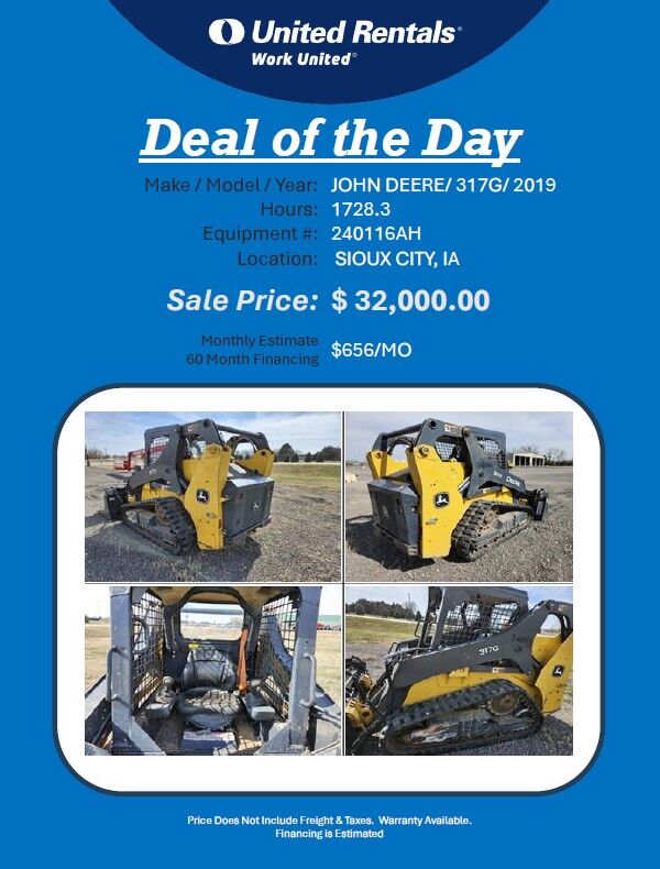 John Deere Track Skid Steer 317G  low hrs