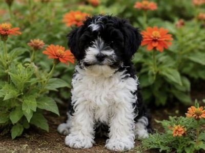 Adorable Hypoallergenic bishpoo Puppy - Male, Black and White, Ready for New Home!