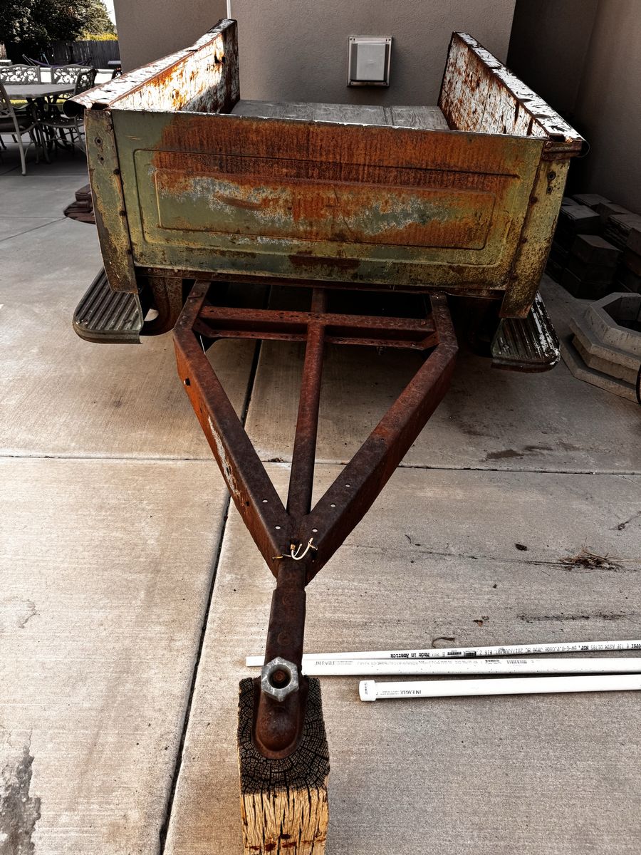Vintage Truck Bed Utility Trailer - Single Axle Custom Tow Trailer