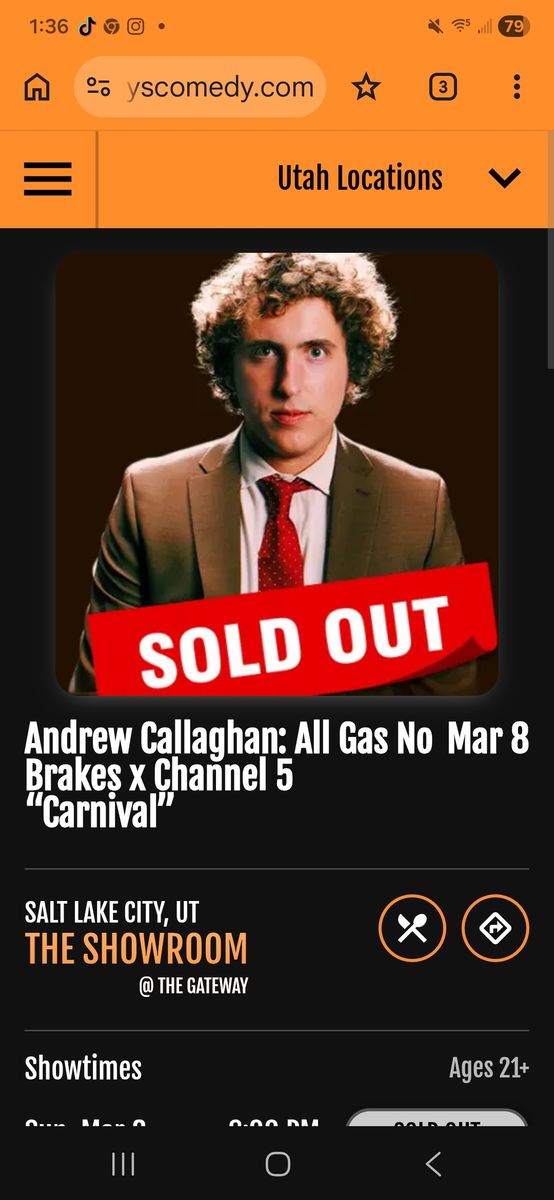 SOLD OUT TICKET  All gas no breaks × channel 5