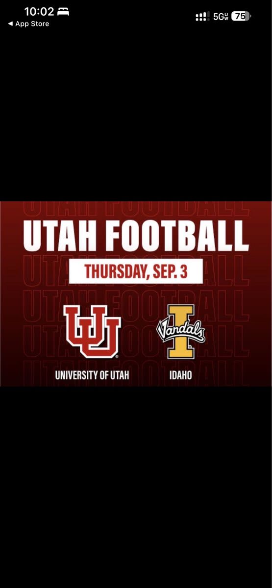 Utah Football vs Idaho Two tickets together 