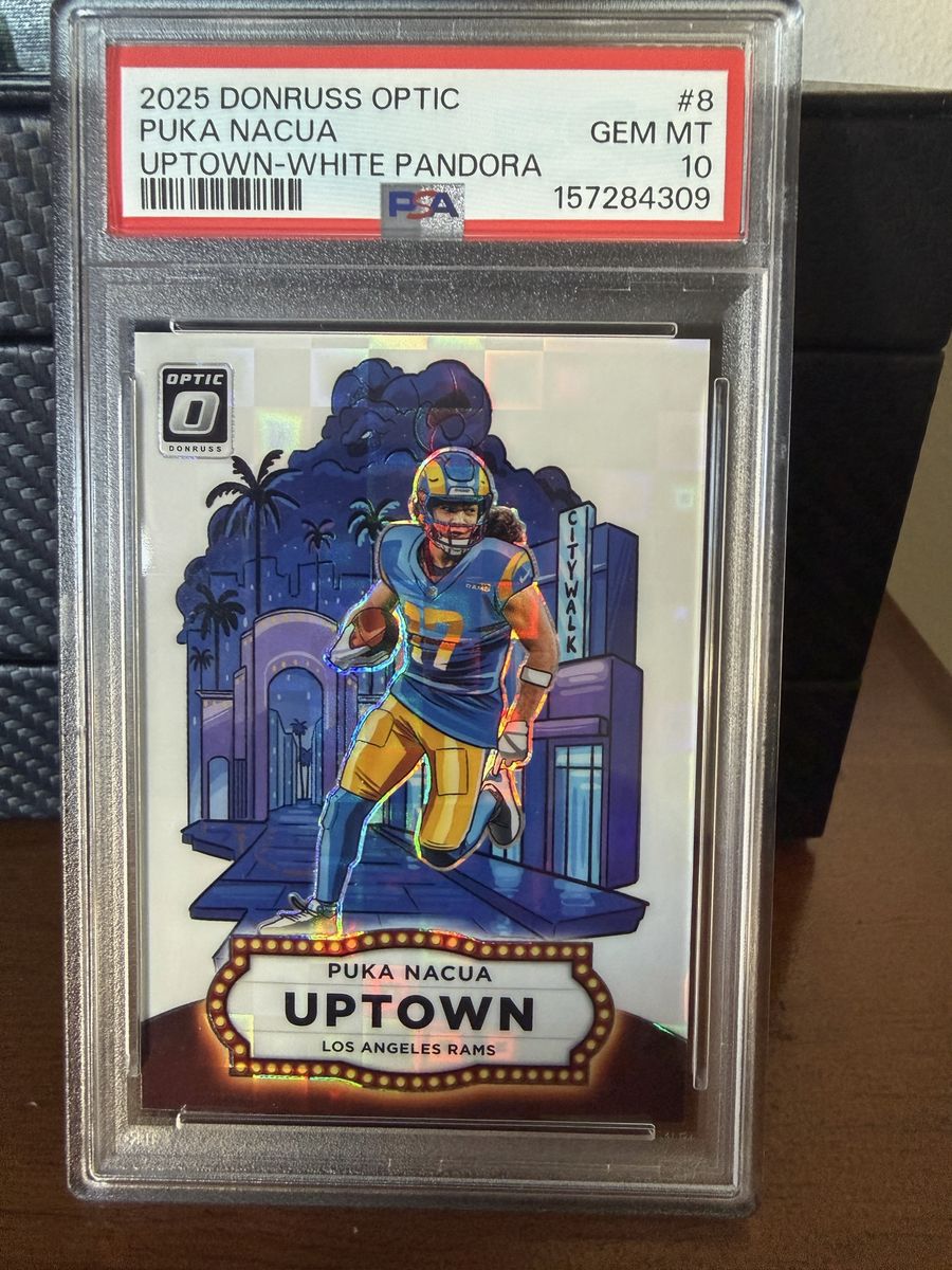 2025 Donruss Optic Puka Nacua Uptown White Pandora #8 PSA 10 GEM MINT Los Angeles Rams