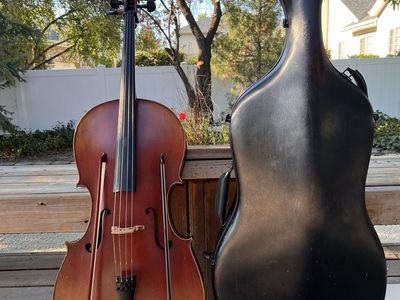 Full-Size Cello with Hard Case and 2 Bows - High Quality Student or Intermediate Musical Instrument
