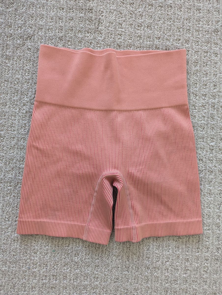 Colsie Coral Pink Ribbed Bike Shorts, size S