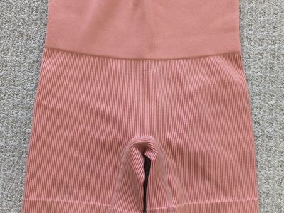 Colsie Coral Pink Ribbed Bike Shorts, size S