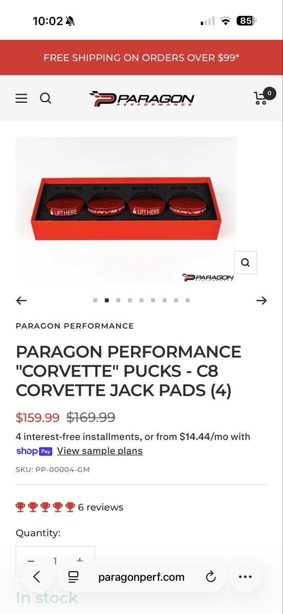 Paragon Performance C8 Corvette Jack Pads Pucks Set of 4 with Spanner Wrenches