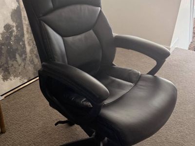 Black Faux Leather Executive Office Chair with Ergonomic High Back and Rolling Casters