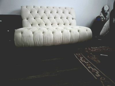 Tufted Cream Loveseat - Elegant Two-Seater Sofa