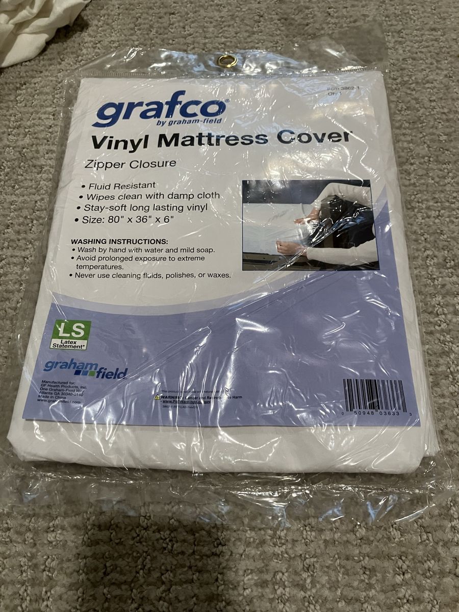 Grafco Graham-Field Brand Vinyl Mattress Cover Zipper Closure 80" x 36" x 6" NEW