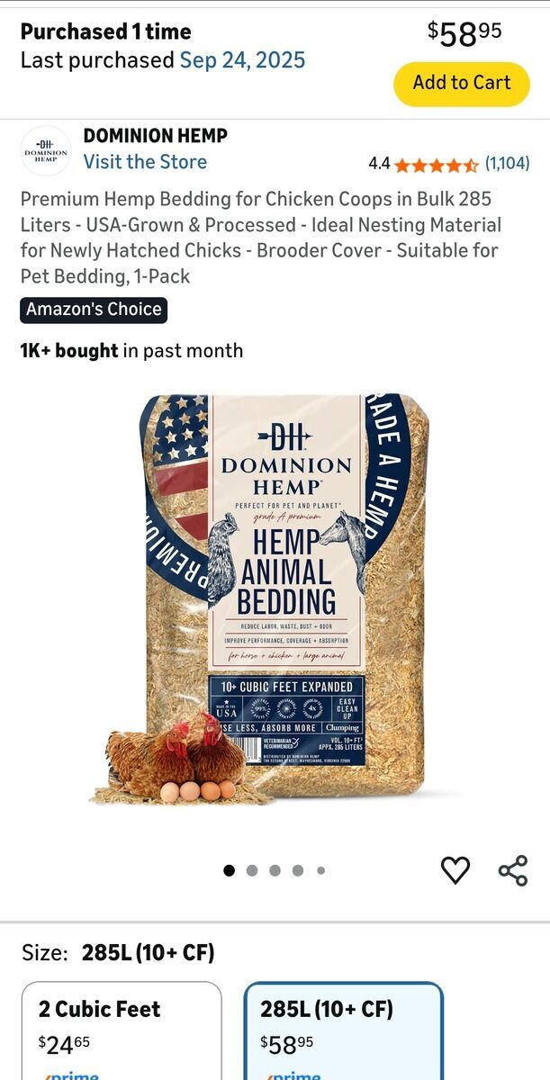Big Bag of Fine Hemp Bedding for Chickens, Horses, and More.