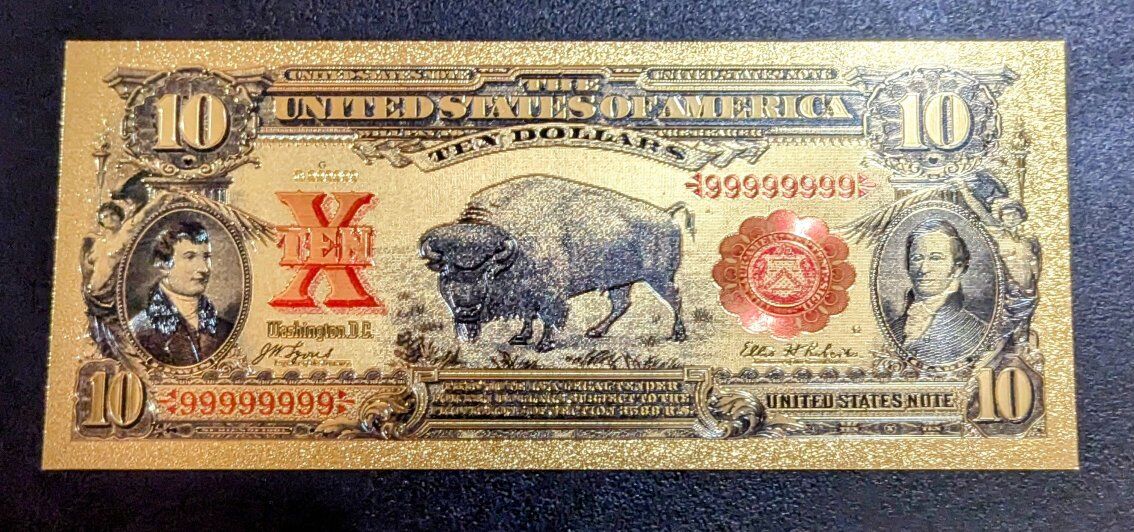 24k GOLD 1901 "BISON" TEN DOLLAR BILL.