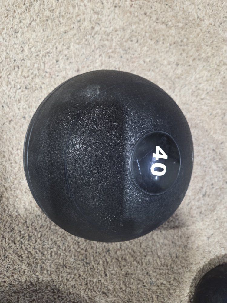 40lb Slam Ball / Medicine Ball - Black, Textured Grip, Heavy Duty Fitness