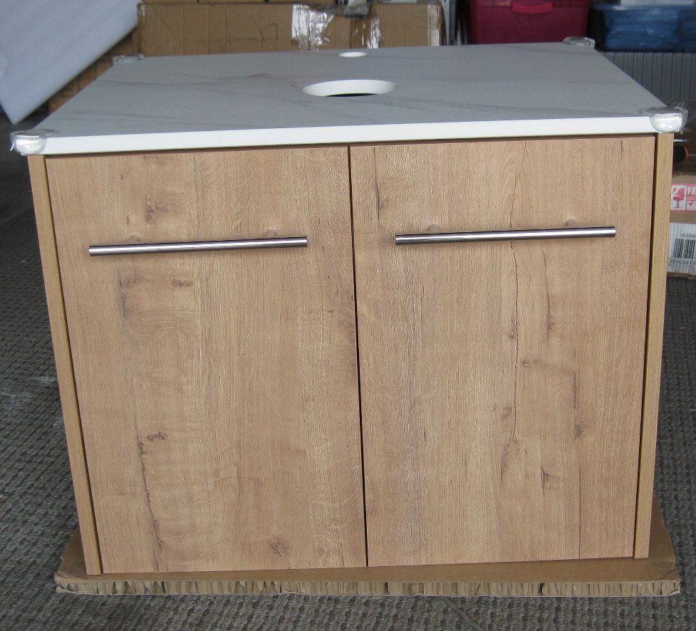 New 24" Wall Hung Floating Style Imitation Oak Bath Vanity with Top Assembled Double Doors $535