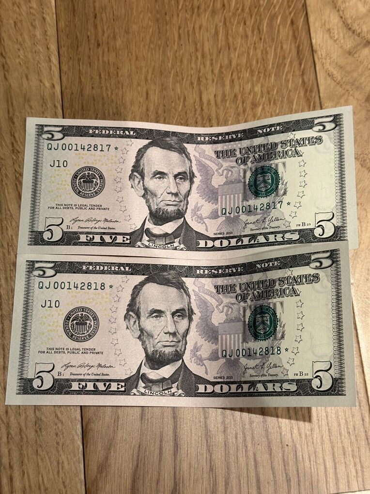 Star Note $5 Bills + offset $1