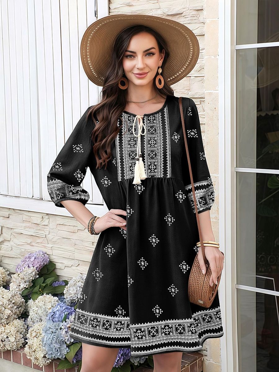 Size M Guness black boho dress. New!