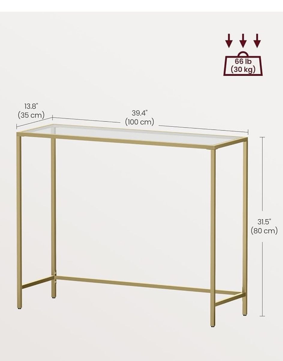 Gold Glass Console Table (39.4 in) 