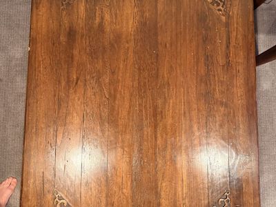 Solid Hardwood Rustic Coffee Table – 55” x 43” – Hand-Carved Details
