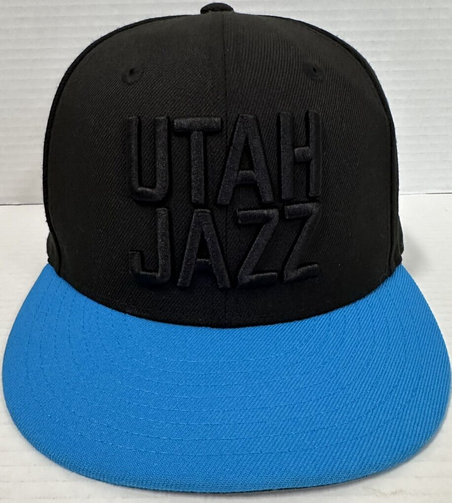 Utah Jazz Bold Black & Blue Fitted Hat - 7