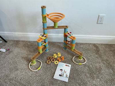 Fat Brain Toys Bamboo Builder Marble Run Musical Set - Educational STEM Toy