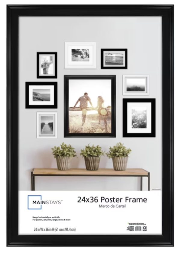 8 Mainstays 24 in x 36 in Black Beveled Poster Frame