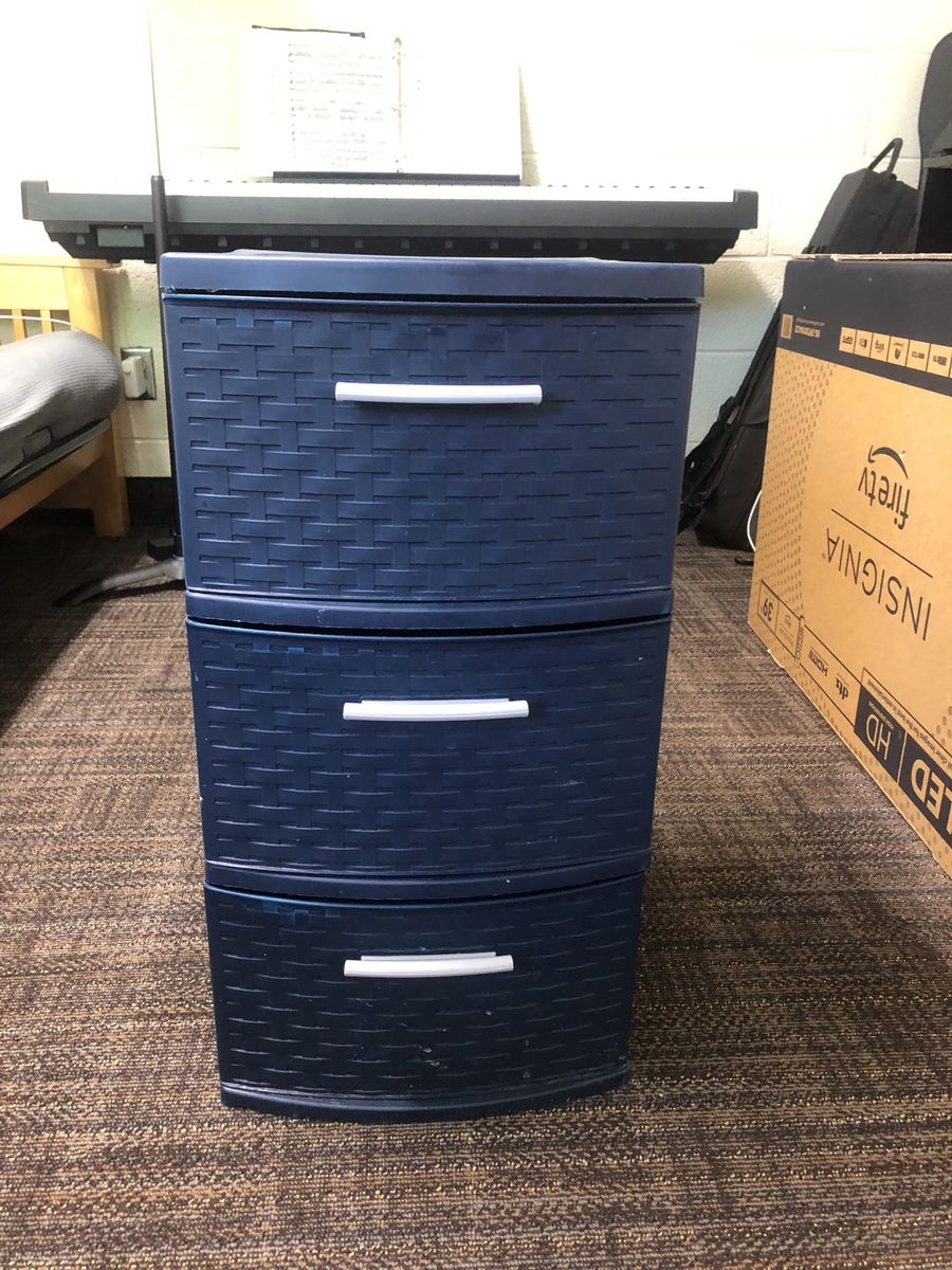 Sterlite Storage Drawer Unit - 3-Tier Woven Design, Navy Blue