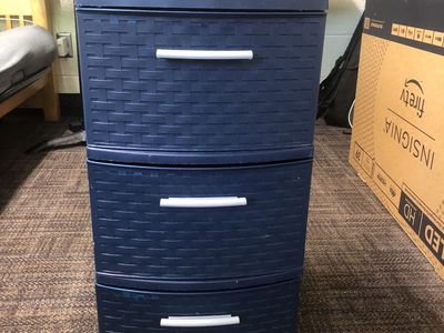 Sterlite Storage Drawer Unit - 3-Tier Woven Design, Navy Blue