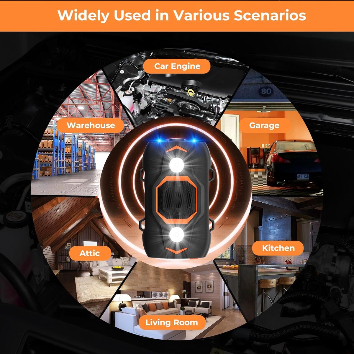 NEW Ultrasonic Rodent Repellent for Car Engines, Under Hood Mouse Repellent with Strobe Light Battery Powered 1 PACK