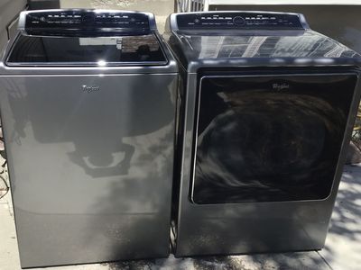 Beautiful extra Super capacity Whirlpool Steam Cabrio Washer and Dryer, Metallic Slate, Front/Top Load Includes free delivery!