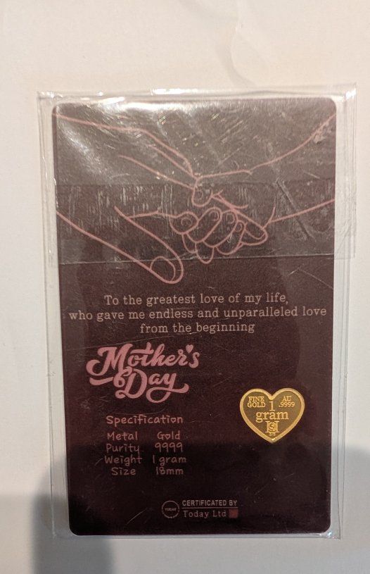 Mother's Day 1 gram gold heart