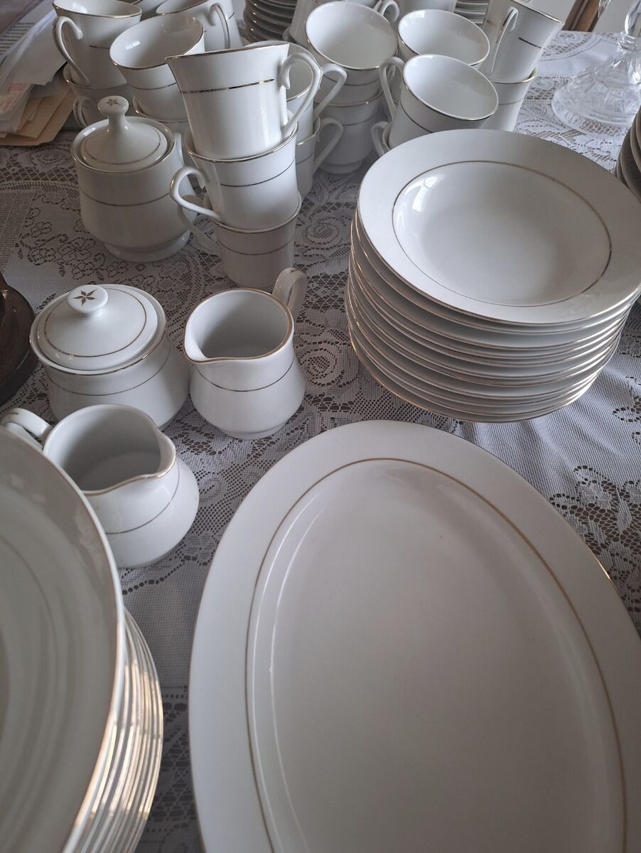 Farberware China Simplicity Gold with Gold Trim.  Service for 16.