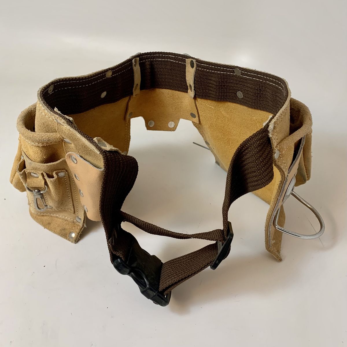 Used Leather Tool Belt, Multi-Pocket, Quick Release Buckle, Carpenter, Construction