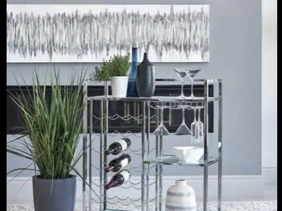 Chrome Glass Shelf Serving Cart with Casters