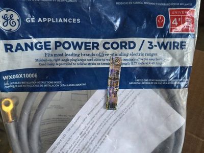 GE Appliances WX09X10006 Universal 4ft 3-Wire 40 Amp Range Power Cord