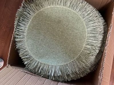 16” sage green jute placemats with fringe