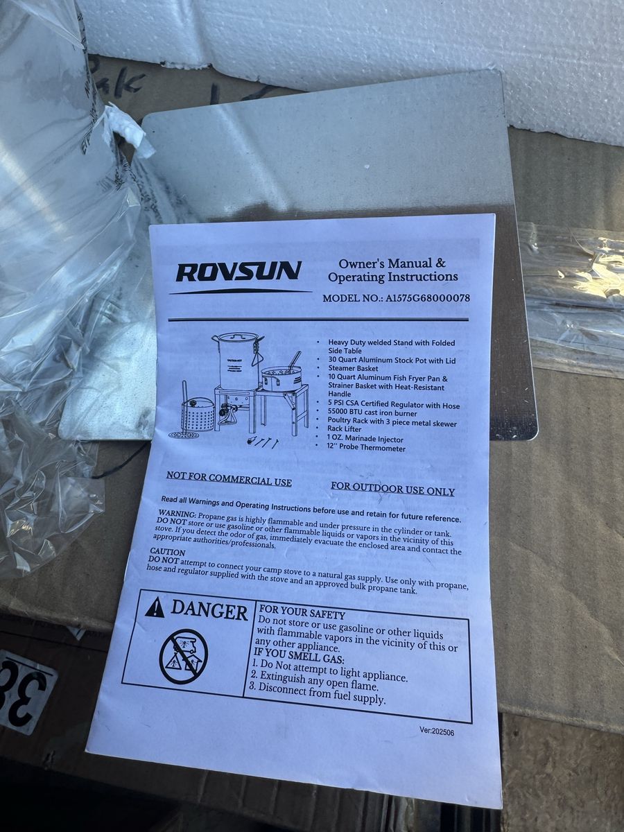 ROVSUN A1S7SCG8000078 Propane Fryer Kit - Heavy Duty Stand, 30QT Pot, Burner & Accessories