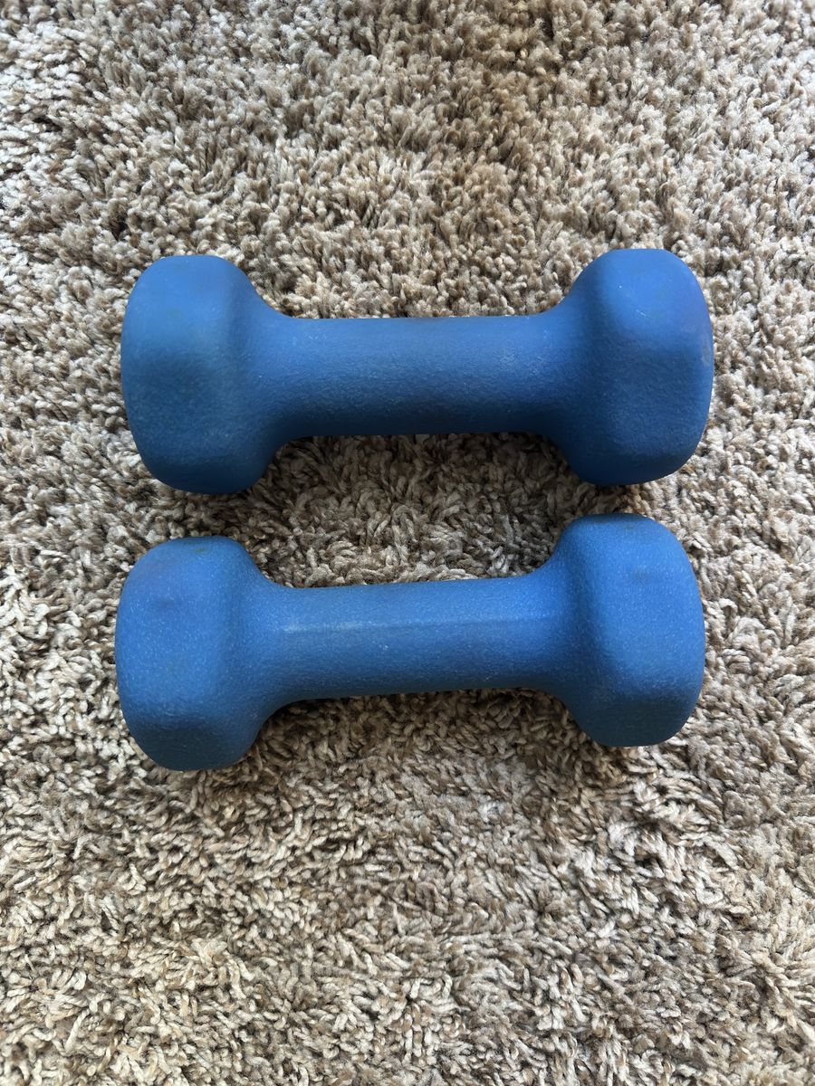 Pair of Blue Neoprene Coated Hand Dumbbells