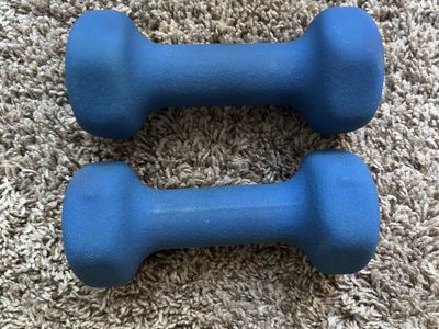 Pair of Blue Neoprene Coated Hand Dumbbells
