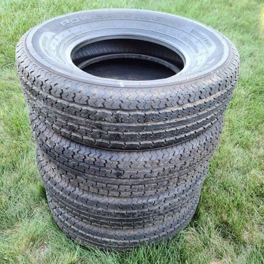 (4) Power King Towmax STR II  ST225/75R15 Trailer Tires