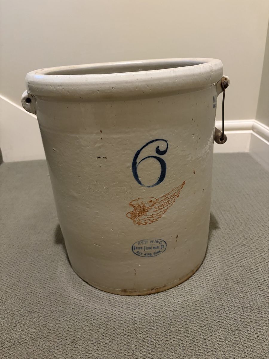 Vintage Red Wing Union Stoneware Co. 6 Gallon Crock with Handles