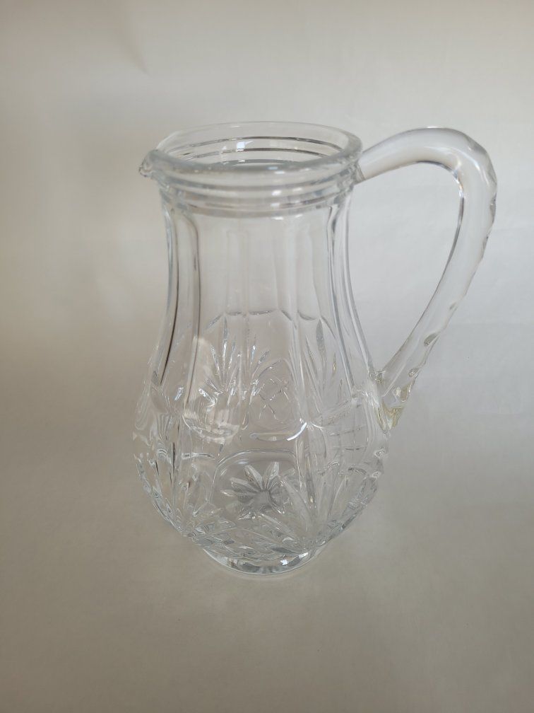 Bohemia Crystal Clear Glass Pitcher Carafe Made in Czech Republic - Elegant Design