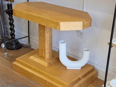 Handcrafted Asymmetrical Octagonal Accent Pedestal Table