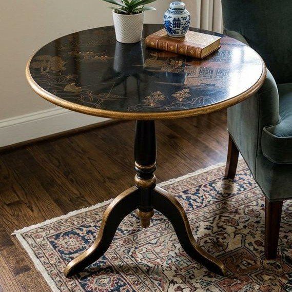 Chinoiserie Tilt Top Pedestal Table