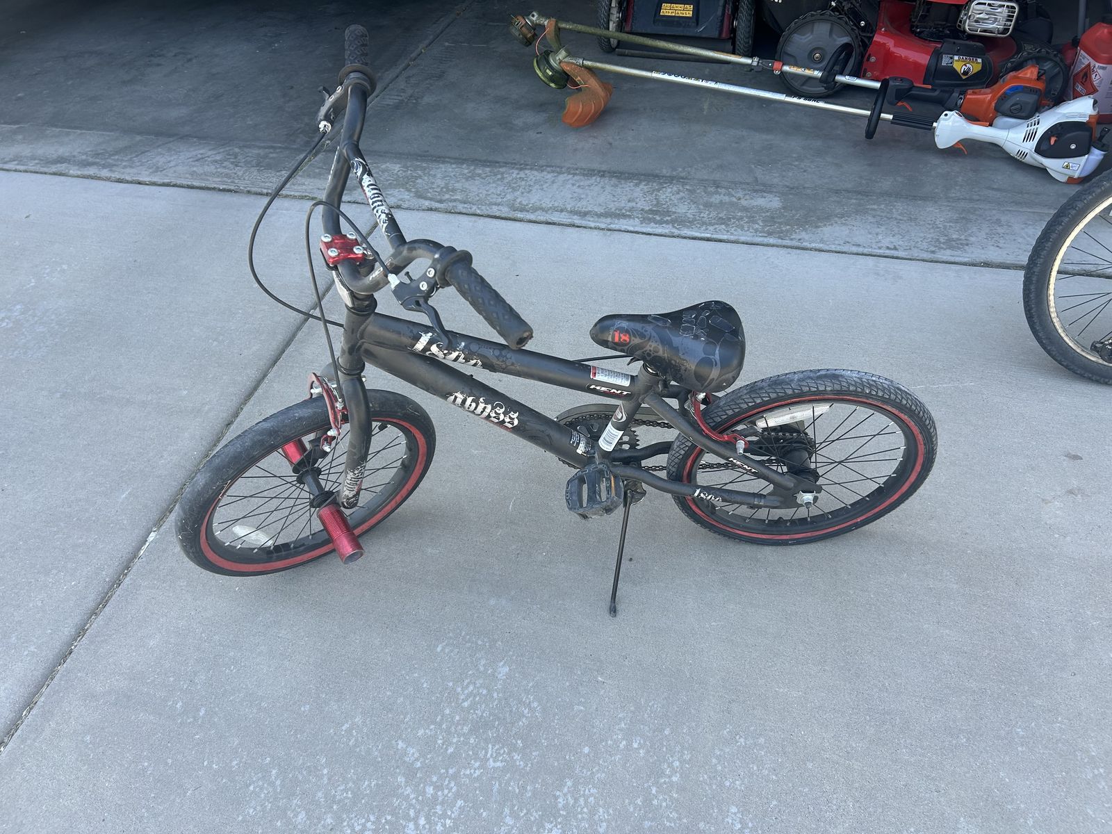 Kent Abyss 18" Boys BMX Bicycle Black Red Pegs Kickstand