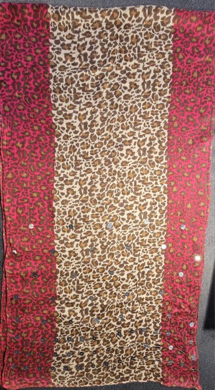 Animal Print Scarf With Sequins